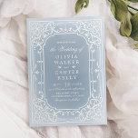 Dusty blue elegant ornate romantic vintage wedding invitation<br><div class="desc">Elegant vintage ornate frame design in cream on soft dusty blue background,  romantic and sophisticated,  great for vintage wedding,  romantic wedding,  and winter wedding. 
See all the matching pieces in the collection.</div>