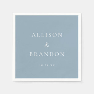 Dusty Blue Elegant Personalized Wedding Napkins