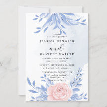 Dusty Blue Elegant Pink Floral Rustic Wedding