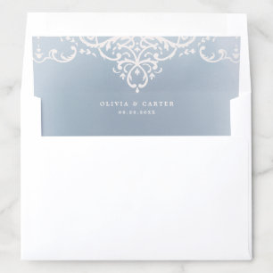 Dusty blue elegant romantic vintage wedding envelope liner