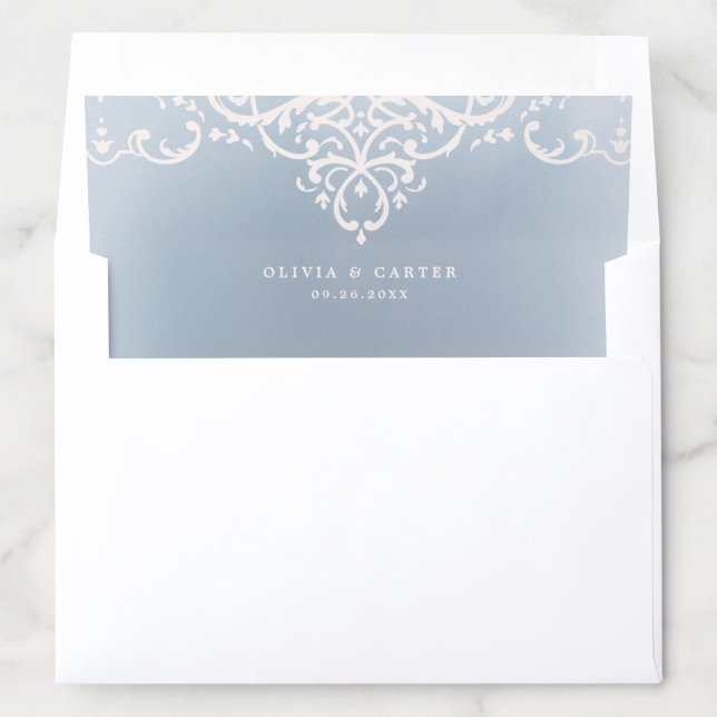 Dusty blue elegant romantic vintage wedding envelope liner (In Envelope)