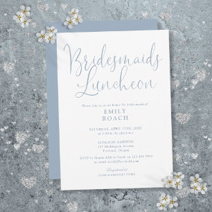Dusty Blue Elegant Script Bridesmaids Luncheon Invitation