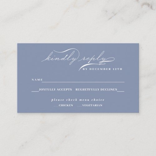 Dusty Blue Elegant Script Enclosure Card