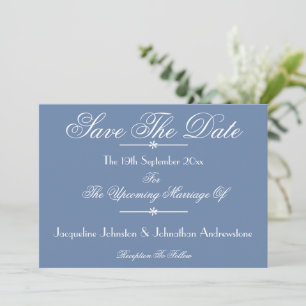 Dusty Blue Elegant Script Names Chic Save The Date Announcement
