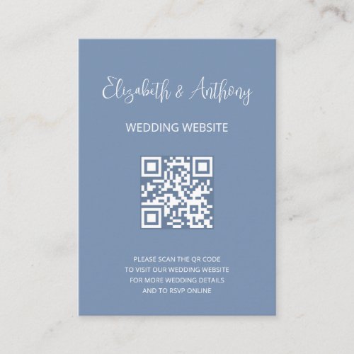 Dusty Blue Elegant Script | QR Code Wedding RSVP
