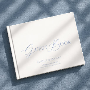 Dusty Blue Elegant Script Wedding Guest Book