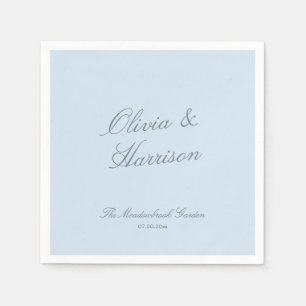 Dusty Blue Elegant Script Wedding Napkin