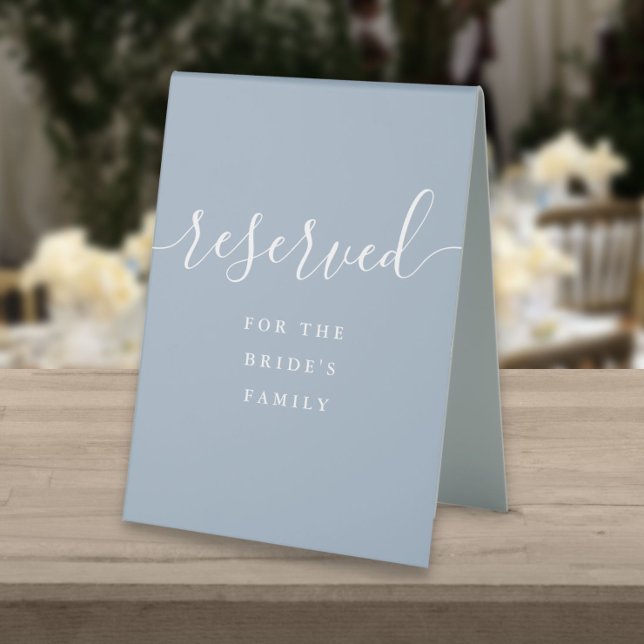Dusty Blue Elegant Script Wedding Reserved Table Tent (Dusty Blue Elegant Script Wedding Reserved Table Tent Sign)