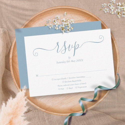 Dusty Blue Elegant Script Wedding