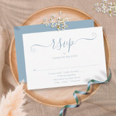 Dusty Blue Elegant Script Wedding RSVP Card