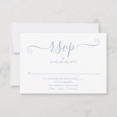Dusty Blue Elegant Script Wedding RSVP Card (Front)