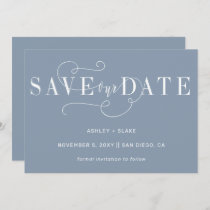 Dusty Blue Elegant Simple Handwritten Calligraphy Save The Date