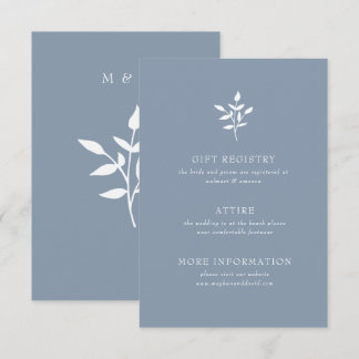 Dusty Blue Elegant Simple Modern Botanical Wedding Enclosure Card