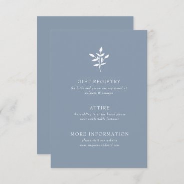 Dusty Blue Elegant Simple Modern Botanical Wedding Enclosure Card
