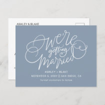 Dusty Blue Elegant Simple Save the Date Announcement Postcard