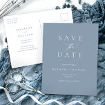 Dusty Blue Elegant Simple Save The Date Postcard<br><div class="desc">Set the tone for your wedding with this Dusty Blue Elegant Simple Save The Date Postcard, crafted with a blend of modern calligraphy and minimalist typography for a timeless, boho-inspired look. Easy to customize, this elegant card is perfect for sharing your special date with friends and family—and if you need...</div>