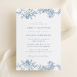Dusty Blue Elegant Vintage Floral Wedding Invitation<br><div class="desc">Matching Collection in the Little Bayleigh Store!</div>