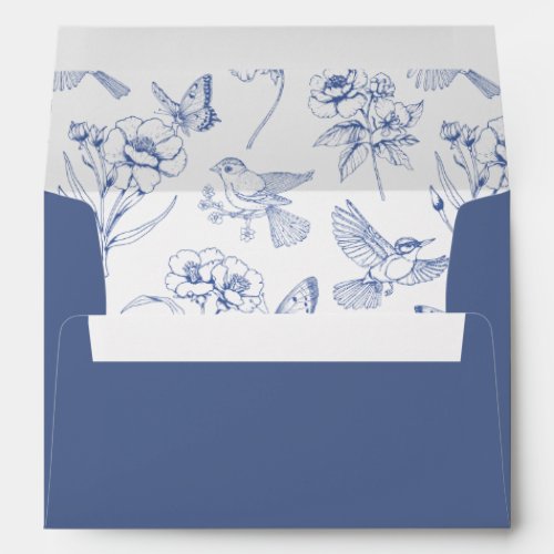 Dusty Blue Elegant Vintage Roses Crest Wedding Envelope