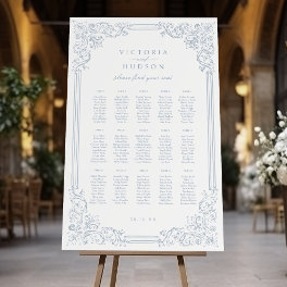 Dusty Blue Elegant Vintage Wedding Seating Chart Foam Board