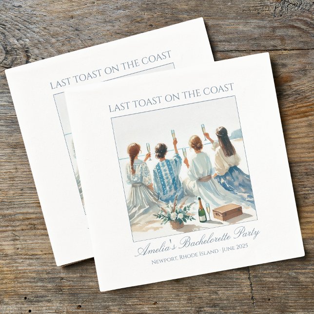 Dusty Blue Elegant Watercolor Coastal Last Toast Napkins (Creator Uploaded)
