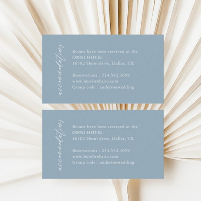 Dusty Blue Elegant Wedding Accommodations Enclosure Card (Creator Uploaded)