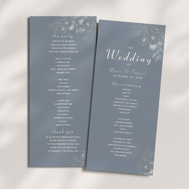 Dusty Blue Elegant Wedding Ceremony Program (Creator Uploaded)