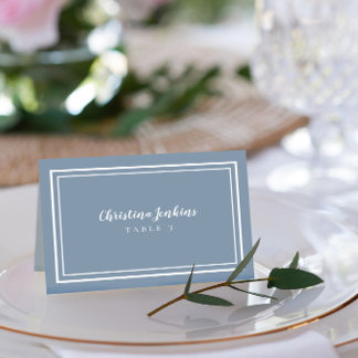 Dusty Blue Elegant Wedding Custom Guest Place Card
