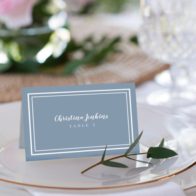 Dusty Blue Elegant Wedding Custom Guest Place Card (Creator Uploaded)