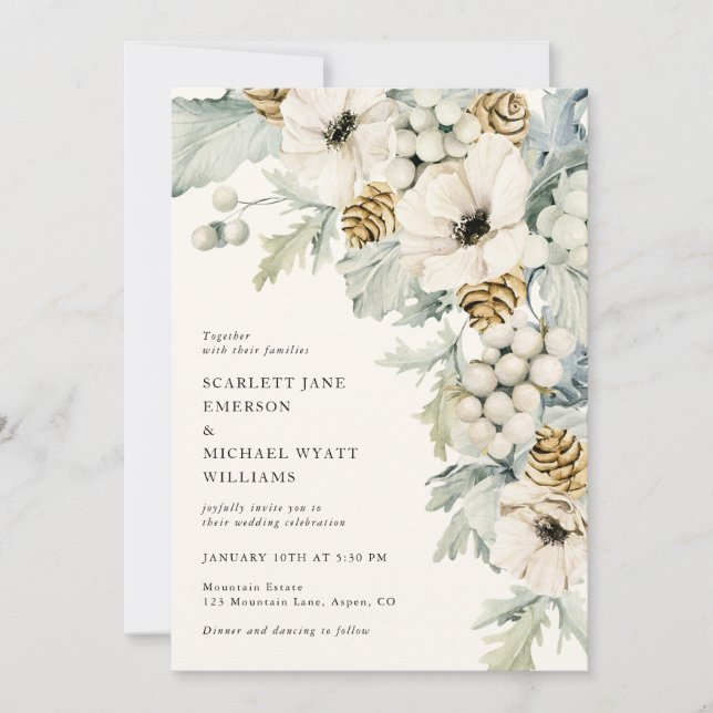 Dusty Blue Elegant Wedding Invitation (Front)