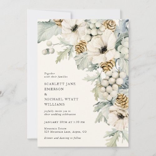 Dusty Blue Elegant Wedding Invitation