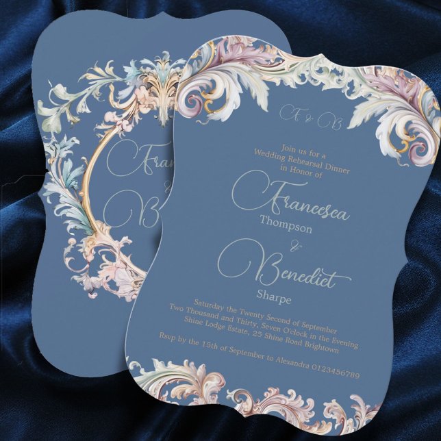 Dusty Blue Elegant Wedding Rehearsal Dinner  (Creator Uploaded)