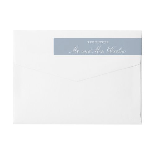 Dusty Blue Elegant Wedding Return Address Wrap Around Label