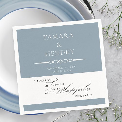Dusty Blue Elegant Wedding Toast Personalized Napkins