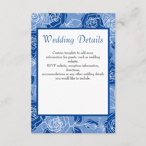Dusty Blue Elegant White Floral pattern Wedding Enclosure Card