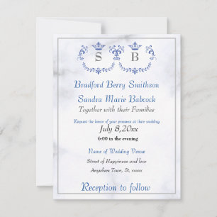 Dusty Blue Elegant White Gray Floral Heart Wedding Save The Date