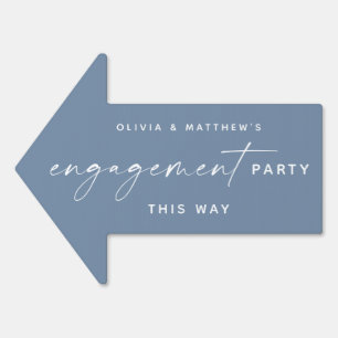 Dusty Blue Engagement Party. Coastal Wedding Arrow Sign