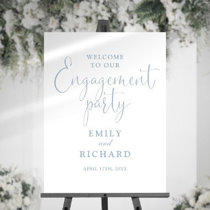 Dusty Blue Engagement Party Welcome Sign
