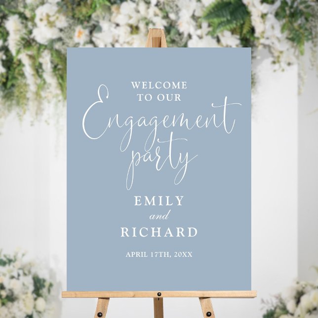 Dusty Blue Engagement Party Welcome Sign (Creator Uploaded)