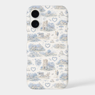 Dusty Blue English Village Wedding Watercolor iPhone 17 Case