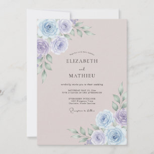 Dusty Blue Ethereal Watercolor Wedding Invitation