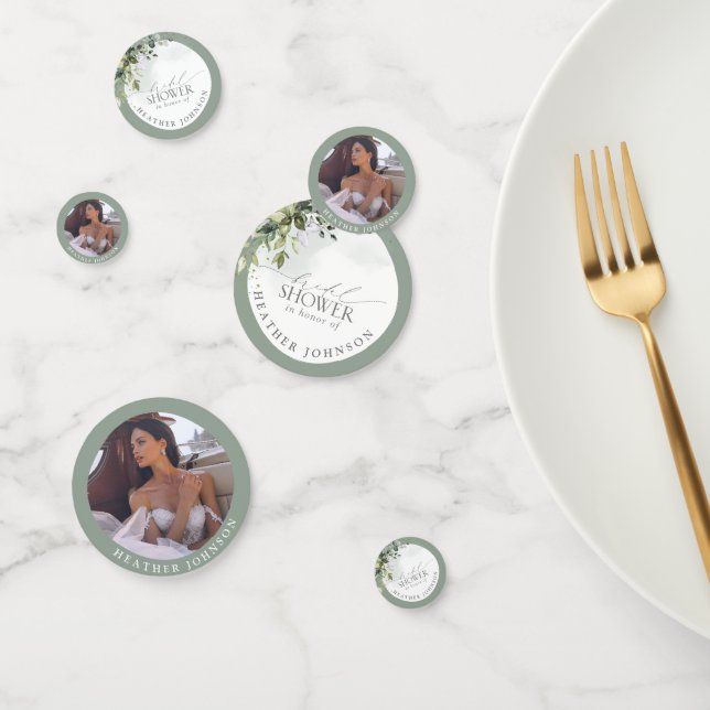 Dusty Blue Eucalyptus Botanical Bridal Shower Confetti (Group)