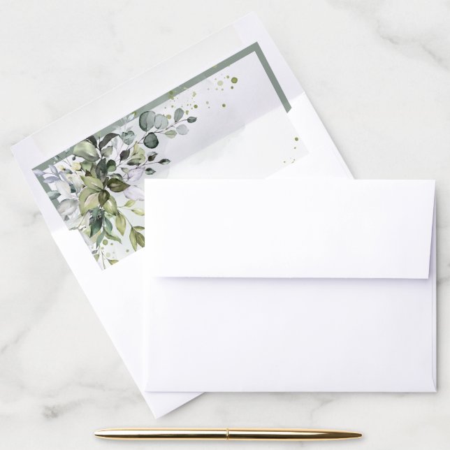 Dusty Blue Eucalyptus Botanical Bridal Shower Envelope Liner (Desk)