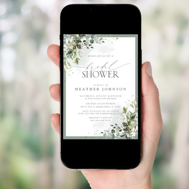 Dusty Blue Eucalyptus Botanical Bridal Shower Invitation (Front Digital)