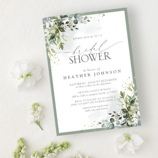 Dusty Blue Eucalyptus Botanical Bridal Shower Invitation (Creator Uploaded)