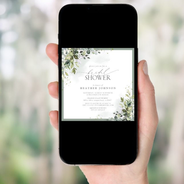 Dusty Blue Eucalyptus Botanical Bridal Shower Invitation (Front Digital)