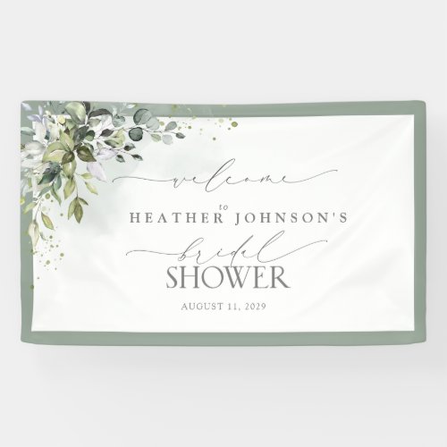 Dusty Blue Eucalyptus Botanical Shower Welcome Banner