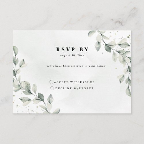 Dusty Blue Eucalyptus Botanical Wedding RSVP Enclo Enclosure Card
