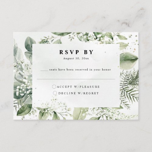 Dusty Blue Eucalyptus Botanical Wedding RSVP Enclosure Card