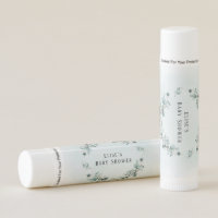 Dusty Blue Eucalyptus Boy Baby Shower Custom Lip Balm