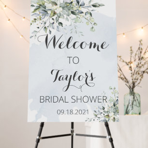 Dusty Blue Eucalyptus Bridal Shower Welcome Sign